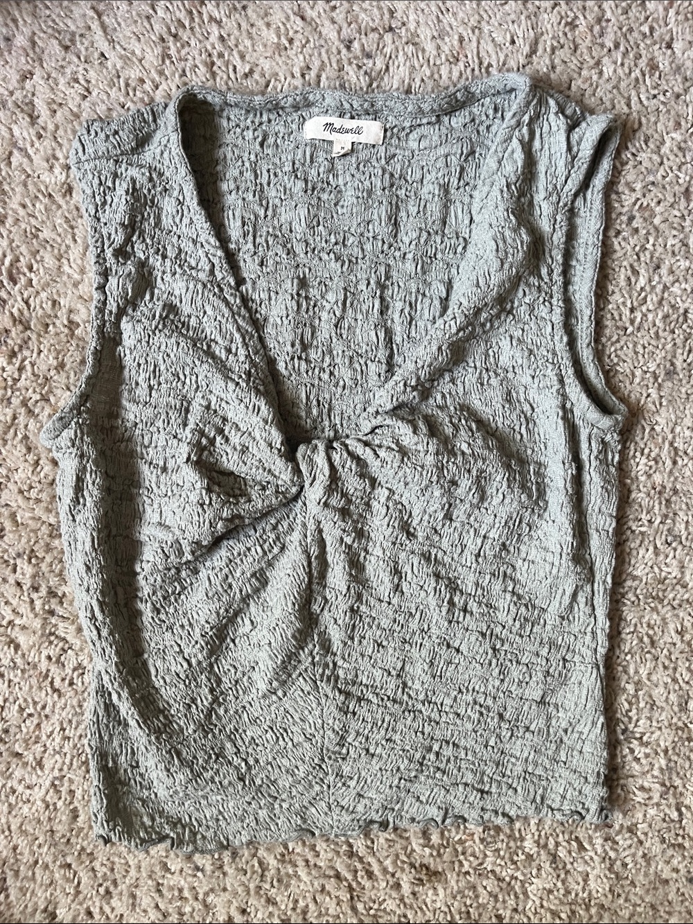 Madewell Light Sage Twist-Front Sleeveless Tank
